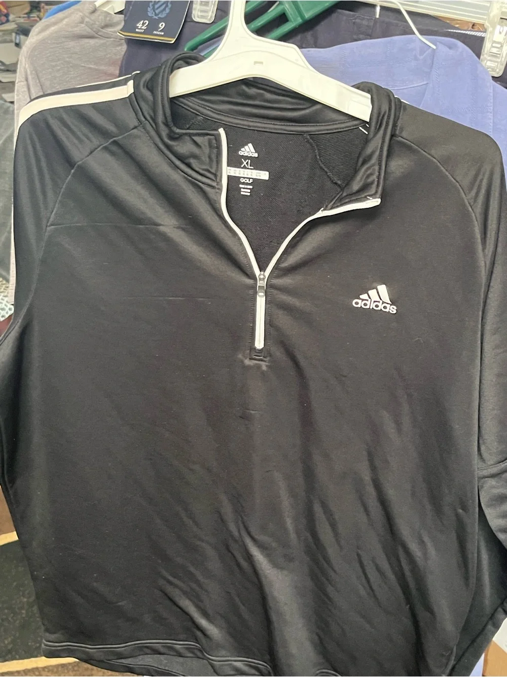 adidas Black 1/4 Zip Lightweight Golf Pullover